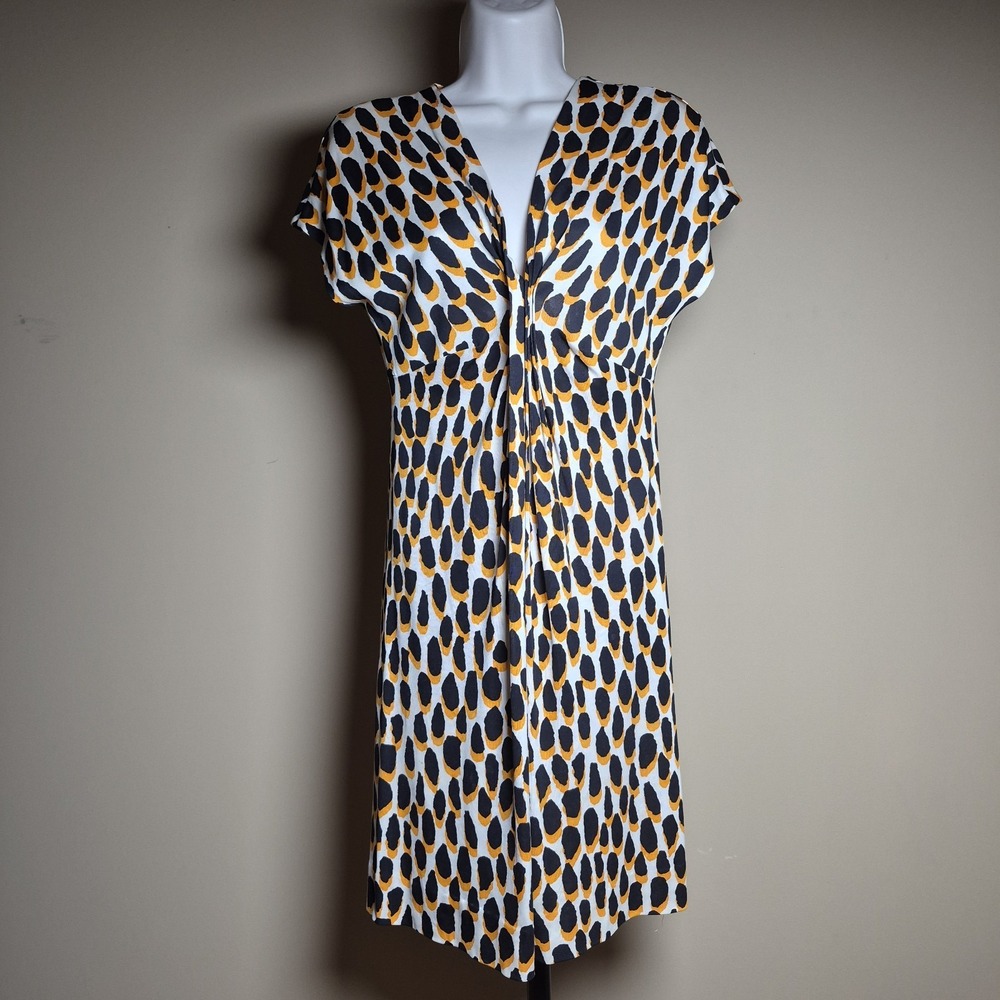 Diane von Furstenberg DVF Silk Jersey Leopard Print V-Neck Sheath Dress Size 0